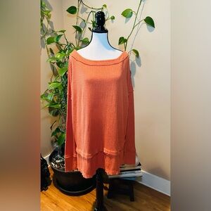We The Free Rust Waffle Knit Top Medium